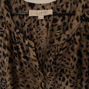 LOFT Animal Print Button-Up Blouse